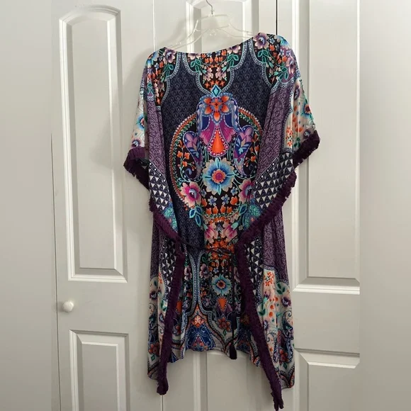 Johnny Was Saba Tunic Swimsuit Cover/Bathing Suit Cover Up Size L - Picture 6 of 11